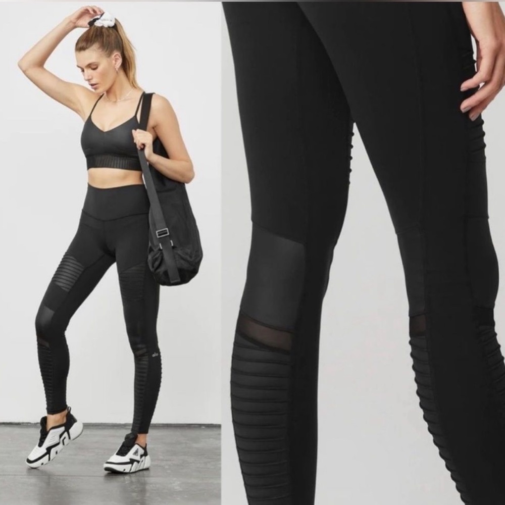 ALO High Waist Moto Leggings in Black Size SMALL 0915